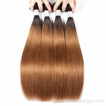 BIS Straight 1B/30 Ombre Bundles With Closure Brazilian Bundles With Closure 100% Remy Hair T Part 4x4 Closure With Bundles